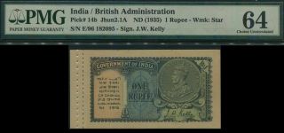 British India,  King George V,  1 Rupee Bank Note,  P14b.  1935.  Choice Unc Pmg 64