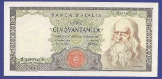 50.  000 Lire 1967 Uncirculated Banknote From Italy.  Key Date