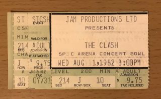 1982 The Clash St.  Paul Minnesota Concert Ticket Stub Joe Strummer Combat Rock