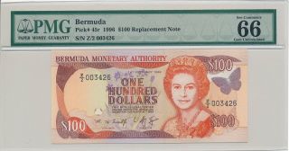 Bermuda Monetary Authority Bermuda $100 1996 Replacement/star Pmg 66