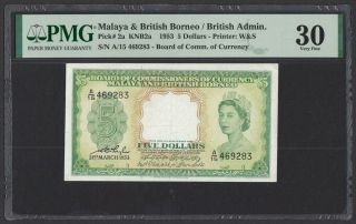Malaya & British Borneo 5 Dollars 1953 (pick 2a) Pmg - 30