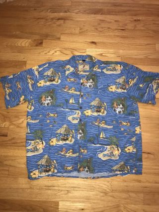 Grateful Dead David Carey Bears On The Beach Hawaiin Button Up Shirt Size Xxl