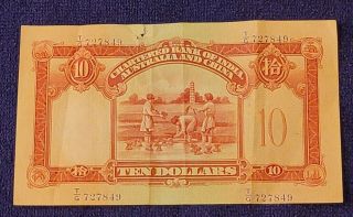 Hong Kong Chartered Bank of India,  Australia,  & China $10 1941 2