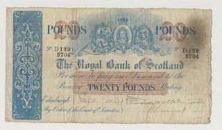 Scotland P319b Uniface 20 Pounds 1.  12.  1919 Fine