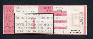 Michael Jackson 1984 Jacksons Victory Tour Full Concert Ticket Los Angeles 11/30