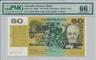 Reserve Bank Australia $50 Nd (1979) S/no 112340 Pmg 66epq