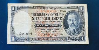 Straits Settlements Banknote One Dollar (1$) 1935 George V /fine.  Look Pictures