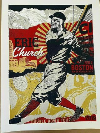 Eric Church Boston Ma Feb 2019 N2 Signed Ap Screen Print Poster Red Sox