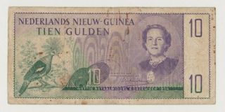 Netherlands Guinea P14 Queen 10 Gulden 1954 Indonesia Circ