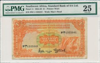 Standard Bank Of Sa Ltd.  Southwest Africa 1 Pound 1959 Pmg 25
