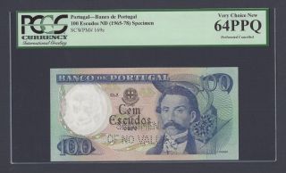 Portugal 100 Escudos Nd (1965 - 1978) P169s Specimen Perforated Uncirculated