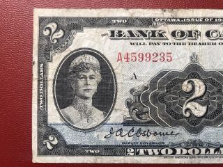1935 Bank Of Canada $2 Banknote