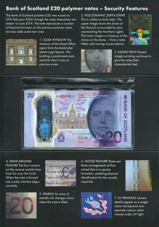 Scotland (bank Of Scotland) Two 20 Pound Notes Issued In 2020 In Folder Limited