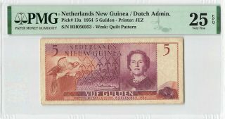 Netherlands Guinea 5 Gulden 1954 Indies Pick 13 Indonesia Pmg Vf 25 Epq