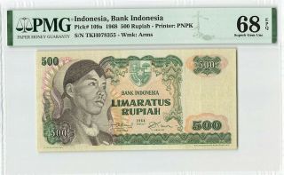 Indonesia 500 Rupiah 1968 Pick 109 Pmg Gem Uncirculated 68 Epq