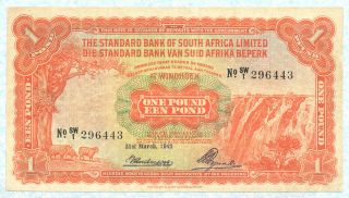 Southwest Africa 1 Pound 1942 P8b Vf