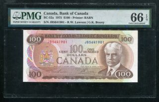 Bc - 52a 1975 $100 Bank Of Canada Banknote Pmg Gem Uncirculated - 66epq