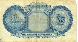BAHAMAS GOVERNMENT 5 POUNDS P - 16b 1953 ISSUE 2