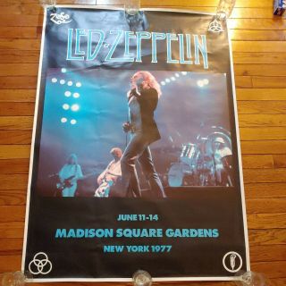 Vintage Led Zeppelin Poster Madison Square Gardens 1977 Made In England 38 X 54