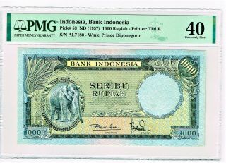 Indonesia: Bank Indonesia 1000 Rupiah Nd (1957) Pick 53 Pmg Extremely Fine 40.