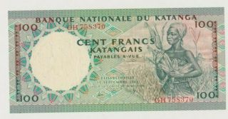 Katanga P 12a Woman 100 Francs 15.  09.  1962xf