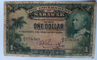 1935 Government Of Sarawak Banknote $1