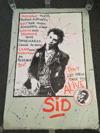 Vintage 1987 Sid Vicious / Sex Pistols Poster