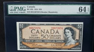 Bank Of Canada 1954 $50 Bc - 42b Beattie - Rasminsky Pmg Cunc 64 B/h6872974