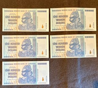 100 Trillion Dollar Zim Note Zimbabwe 2008 Aa Unc Authentic Uv Inspected
