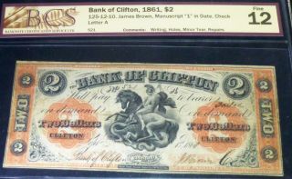 1861 $2 Bank Of Clifton Sassenburg,  Buenos Aries Stamp