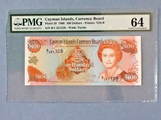 Cayman Islands 100 Dollars P - 20 1996 Pmg 64