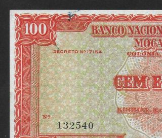 Pick.  103a - MOZAMBIQUE - PORTUGAL - BNU - 100 ESCUDOS - 1950 - Nº.  132540 - EF, 3