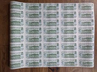 1973 Canada 1 Dollar Bank Notes - Uncut Sheet Of 40 With Ship Tube