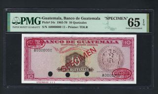Guatemala 5 Quetzales Nd (1965 - 70) P54s Specimen Tdlr Uncirculated