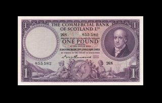 3.  1.  1951 Commercial Bank Of Scotland 1 Pound Rare ( (gem Unc))