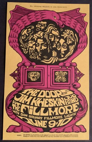 Bg 67 The Doors Bill Graham Fillmore Concert Postcard Bonnie Maclean 1967