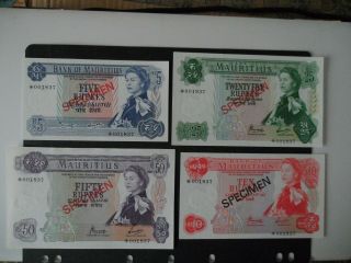 Mauritius Specimen Set 5 - 50 Rupees From Franklin Serial 001837 All Unc