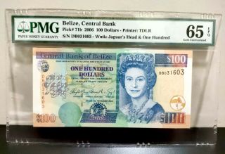Belize 100 Dollars 2006 P 71b Gem Unc Pmg 65 Epq