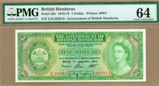 British Honduras: 1 Dollar Banknote,  (unc Pmg64),  P - 28c,  01.  01.  1972,