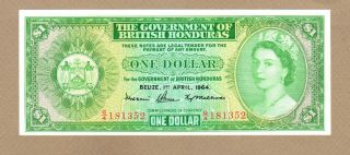 British Honduras: 1 Dollar Banknote,  (unc),  P - 28b,  01.  04.  1964,