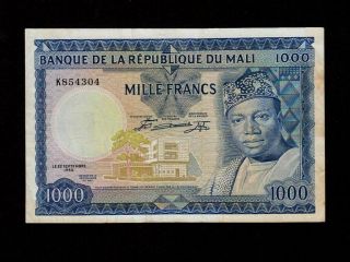 Mali:p - 9,  1000 Francs,  1960 (1967) President Modibo Keita Vf - Vf,
