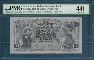 Indonesia Netherlands Indies 10 Gulden,  1939,  P 79c,  Pmg 40 Ef