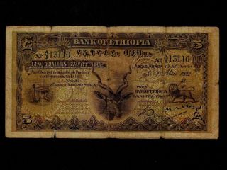Ethiopia:p - 7,  5 Thalers,  1932 Kudu First Issue Vg - F