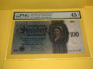 Pmg Graded Germany,  Reichsbanknote 1924 100 Reichsmaek P178 45 Epq