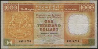Hong Kong,  $1000 Hk & Shanghai Banking Corp.  Banknote 1987