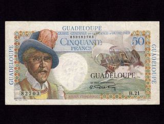 Guadeloupe 50 Francs 1947 P - 34 Vf French Administration