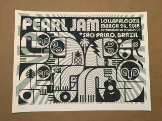 Pearl Jam Lollapalooza Sao Paulo Brazil 2018 Poster Artist Don Pendleton Show Ed
