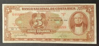 Banco Nacional De Costa Rica - 5 Colones P - 209