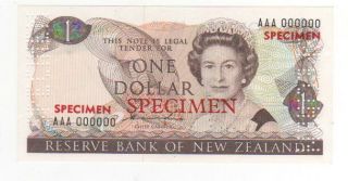 1981 - 92 Zealand,  Reserve Bank 1 Dollars Specimen - Unc