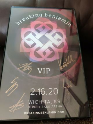 Breaking Benjamin Autographed Signed Vip Concert Poster Framed Wichita Ks